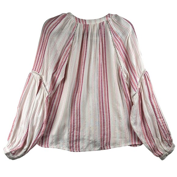 Allison New York Womens Striped Long Bell Sleeve Boho Top Tassels Crochet Artzy - Picture 8 of 16